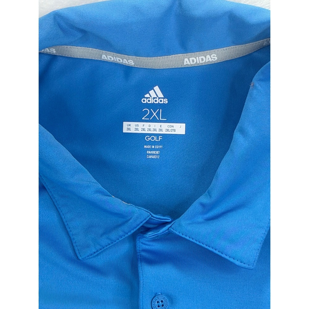 Adidas Golf Polo Shirt Mens 2XL Blue Short Sleeve Performance Athletic Top - Picture 3 of 9